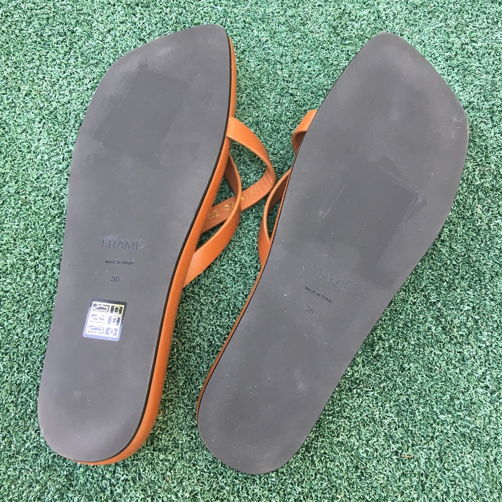 New Frame Denim Le Montauk Sandal Leather Tobacco Tan 38 - Picture 7 of 13